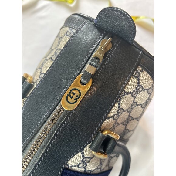 GUCCI GG Supreme Monogram Textured Dollar Calfskin Web Ophidia Boston Bag - Picture 14 of 16
